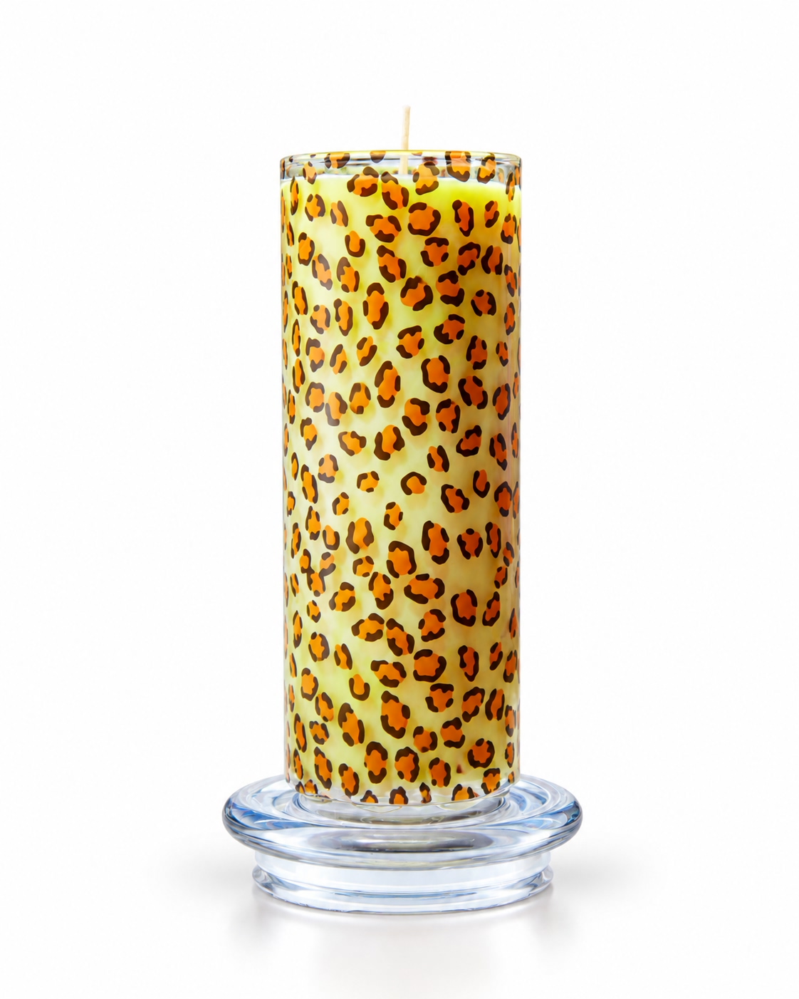 Leopard crafted glass candle